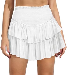 HOKOYI Women's High Waist Ruffle Mini Skirt