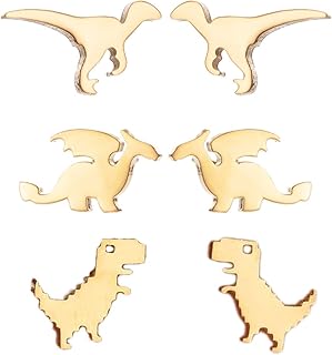 3 Pairs Tiny Dinosaur Stud Earrings