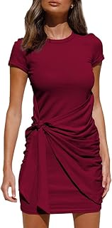LILLUSORY Women's Wrap Ruched Mini Dress
