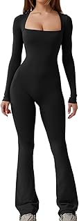 QINSEN Women’s Square Neck Wide Leg Jumpsuit