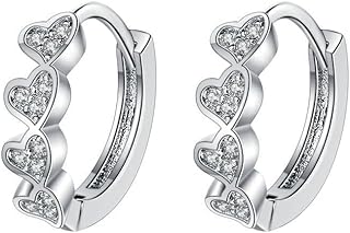 Women's 925 Sterling Silver Gold Plated Crystal Hinged Hoops