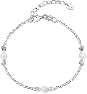 Amberta Women 925 Silver Pearl Bracelet