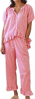 codcm Women's Gingham Pajama Set
