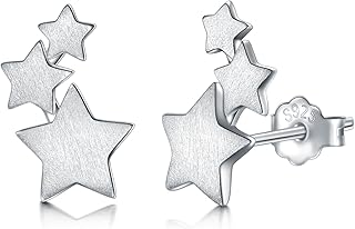 CHIC & ARTSY Sterling Silver Star Moon Stud Earrings