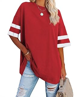 Fisoew Women's Oversized Color Block Tunic Tops
