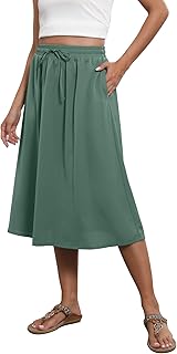 Flowy Midi Skirt with Pockets for Women