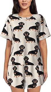 Cute Dog Print Short Sleeve Pajama Set for Women