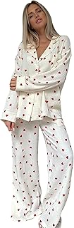 MeZhi Women's Heart Print Pajama Set