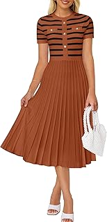 ZESICA Women's Striped Midi Dress