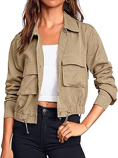 Onedreamer Women's Military Safari Cropped Utility Jacket