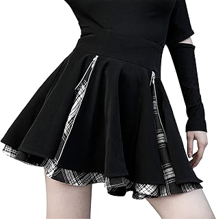 Kisidoo Women's Gothic Plaid High Waisted Mini Skirt