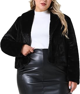 Agnes Orinda Women's Winter Cropped Faux Fur Jacket