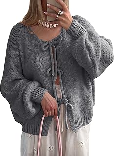 UNCLECAT Womens Tie Front Cardigan Sweaters