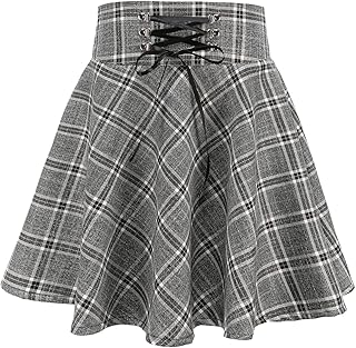 Women's Gothic Punk Plaid Pleated Mini Skirt