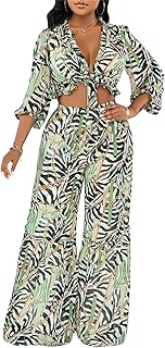 Womens Floral Two Piece Beach Hawaiian Sets